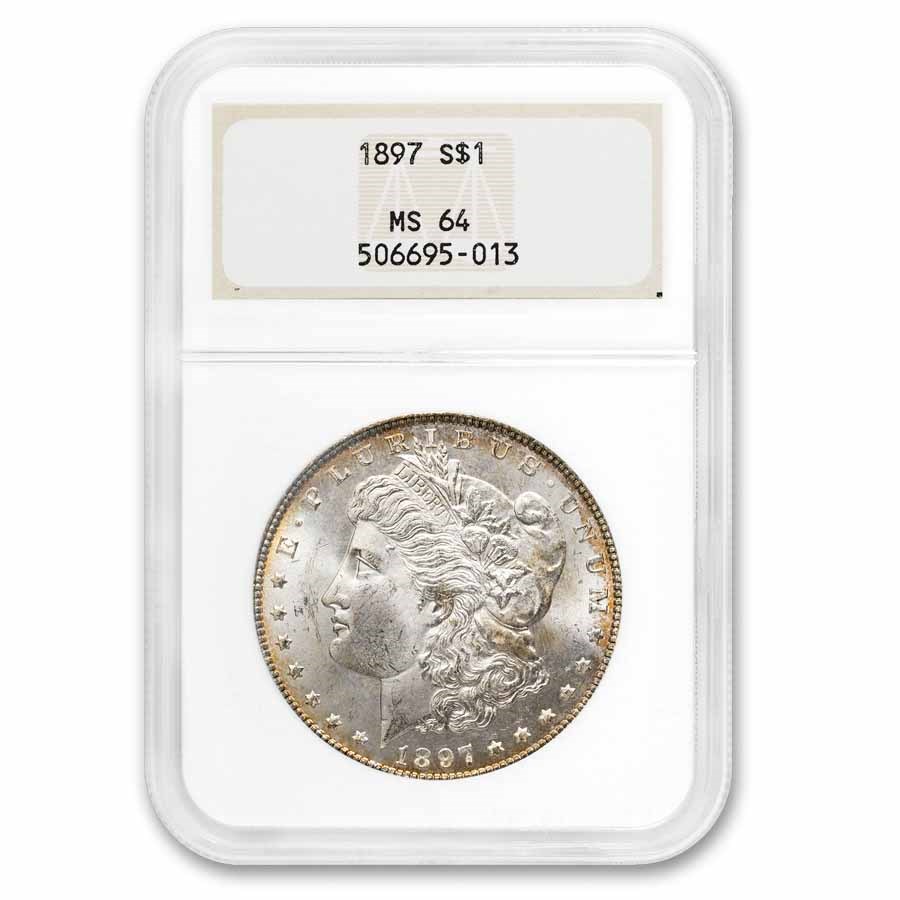 1897 Morgan Dollar MS-64 NGC CAC (Fatty Holder, Toned)