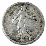 1898-1920 France Silver 2 Francs Avg Circ