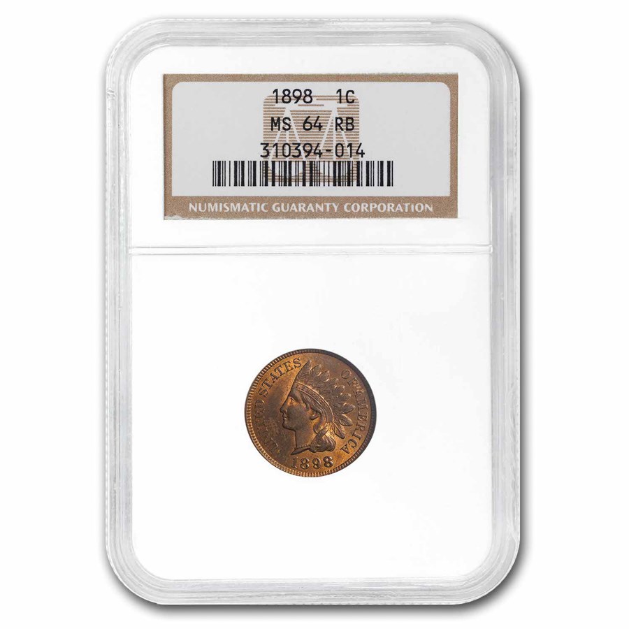 1898 Indian Head Cent MS-64 NGC (Red/Brown)