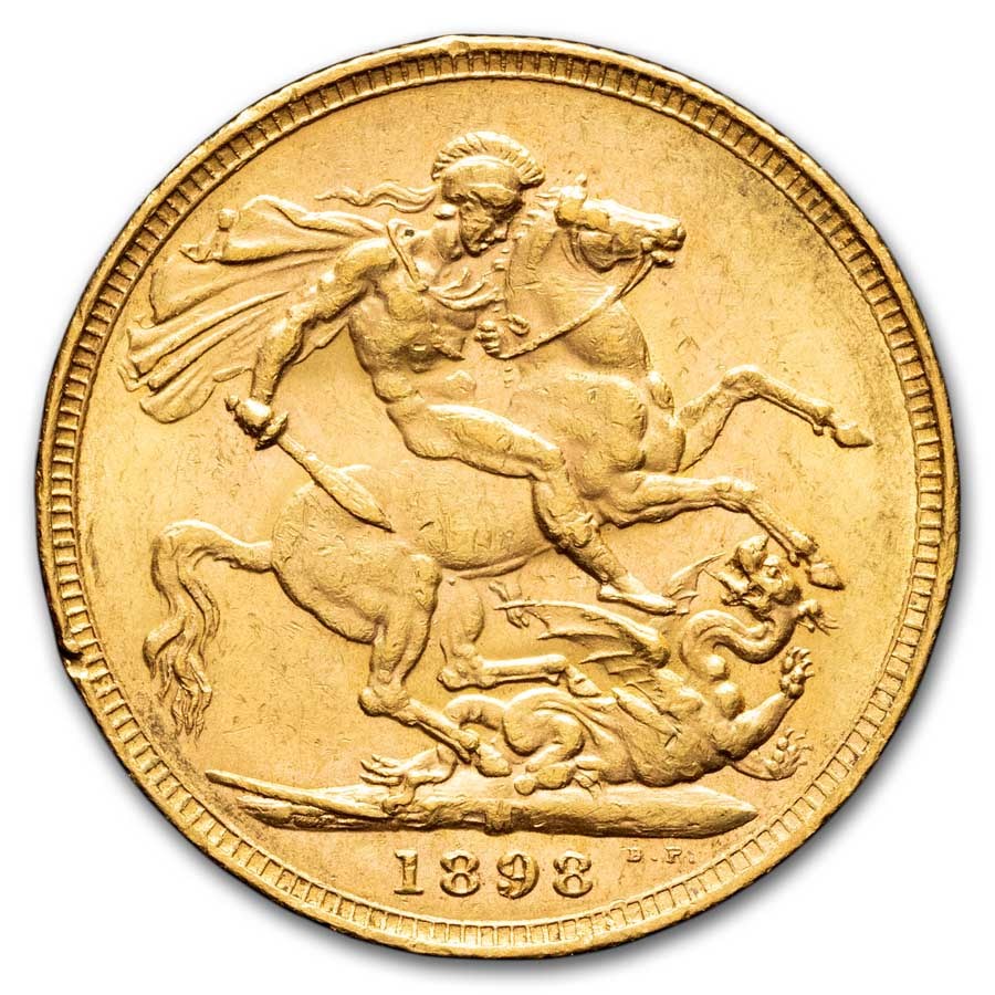 1898-M Australia Gold Sovereign Victoria Veiled Head AU