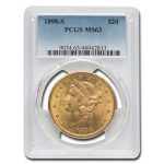 1898-S $20 Liberty Gold Double Eagle MS-63 PCGS