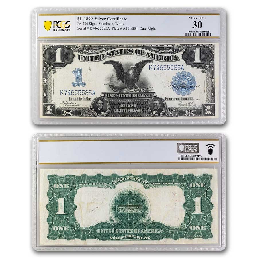 1899 $1.00 Silver Cert. Black Eagle VF-30 PCGS (Fr#236)