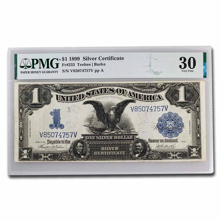 1899 $1.00 Silver Certificate Black Eagle VF-30 PMG (Fr#233)