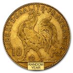 1899-1914 France Gold 10 Francs Rooster Avg Circ