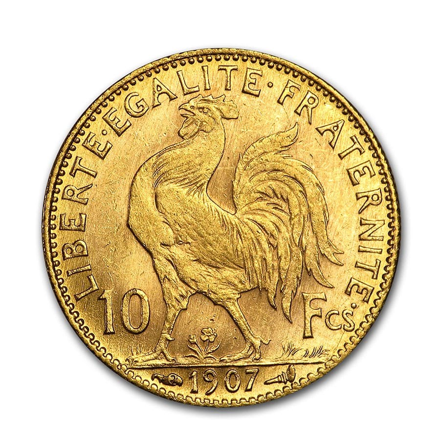 1899-1914 France Gold 10 Francs Rooster BU