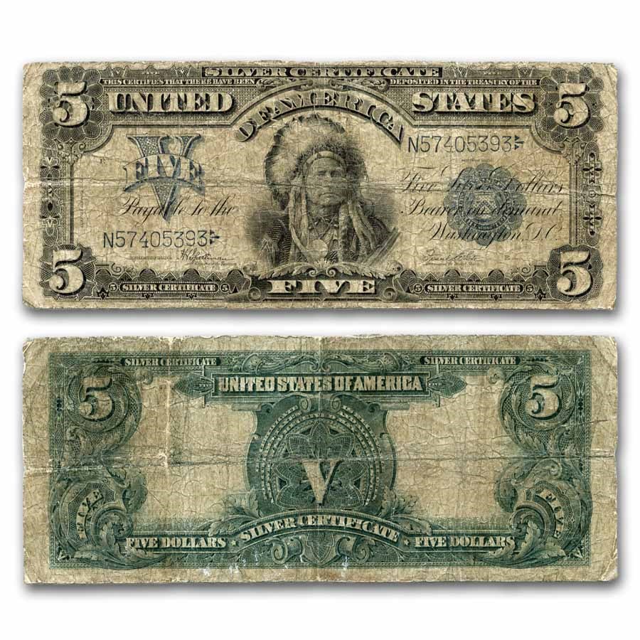 1899 $5.00 Silver Certificate Chief Running Antelope VG (Fr#281)