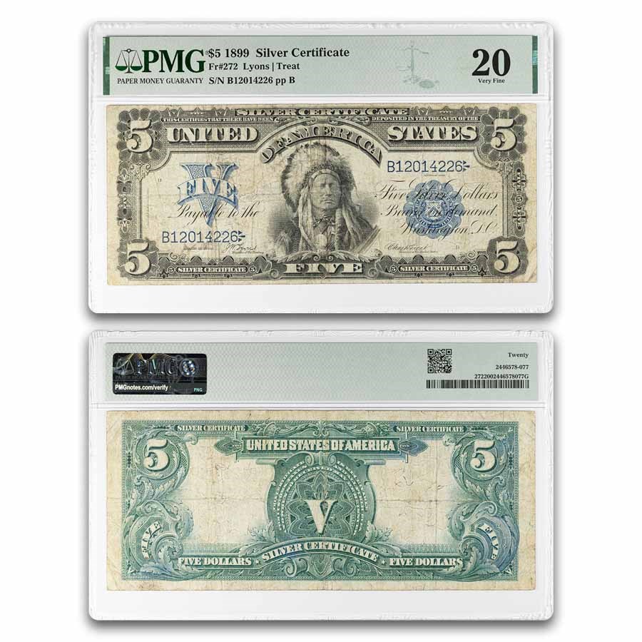 1899 $5.00 Silver Certificate Chief VF-20 PMG (Fr#272)