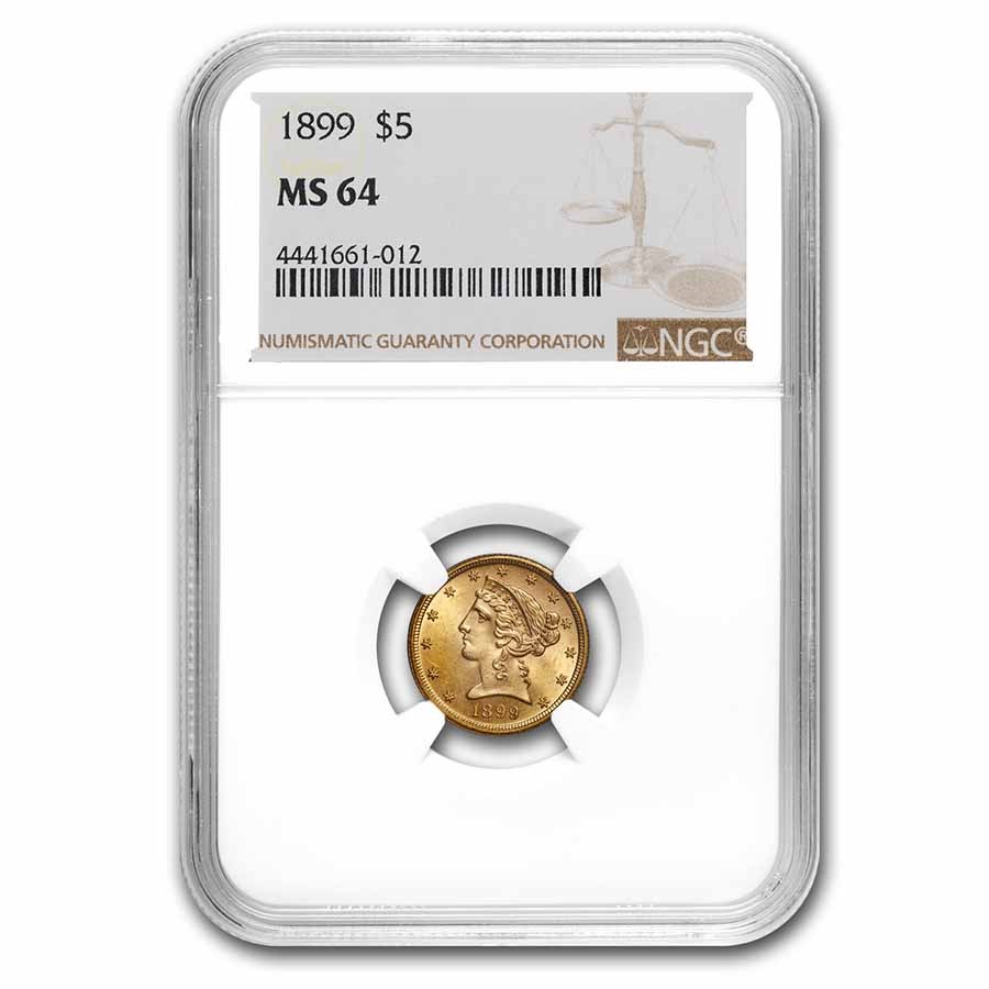 1899 $5 Liberty Gold Half Eagle MS-64 NGC