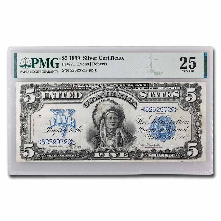 1899 $5 Silver Cert. Chief Running Antelope VF-25 PMG (Fr#271)