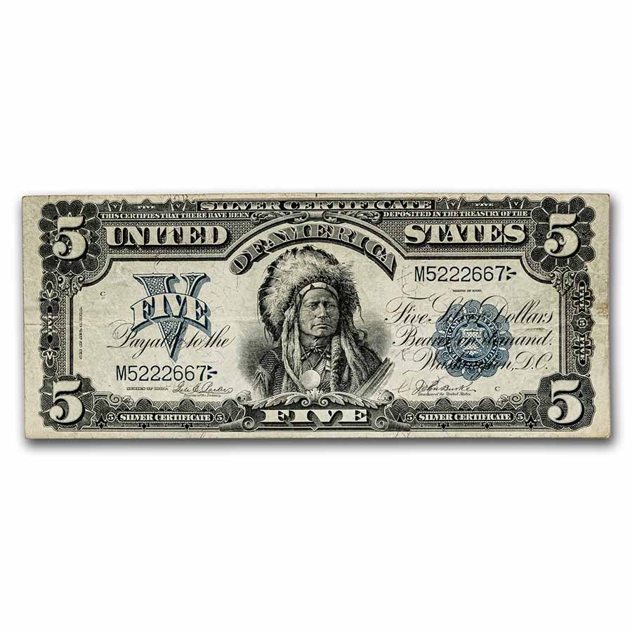 1899 $5 Silver Cert. Chief Running Antelope VF (Fr#277)