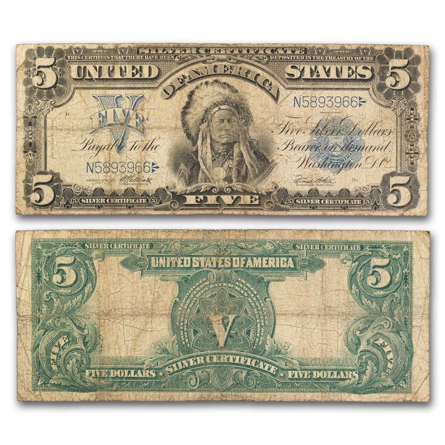 1899 $5 Silver Certificate Chief Running Antelope Fine (Fr#275)