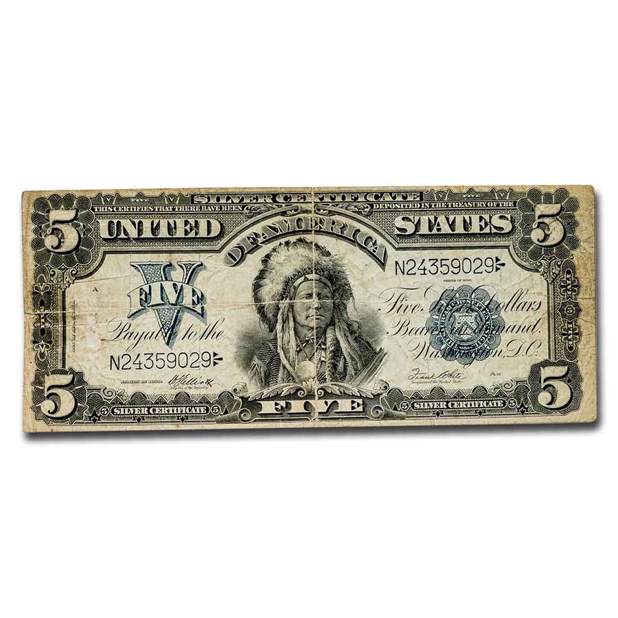 1899 $5 Silver Certificate Chief Running Antelope Fine (Fr#280)