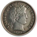 1899 Barber Dime Fine
