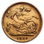 1899 Great Britain Gold Half-Sovereign Victoria Veil AU