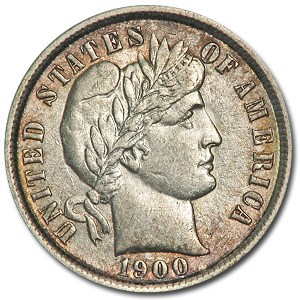 1900 Barber Dime AU