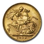 1900 Great Britain Gold Sovereign Victoria Veil Head BU