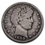 1900-O Barber Quarter VG