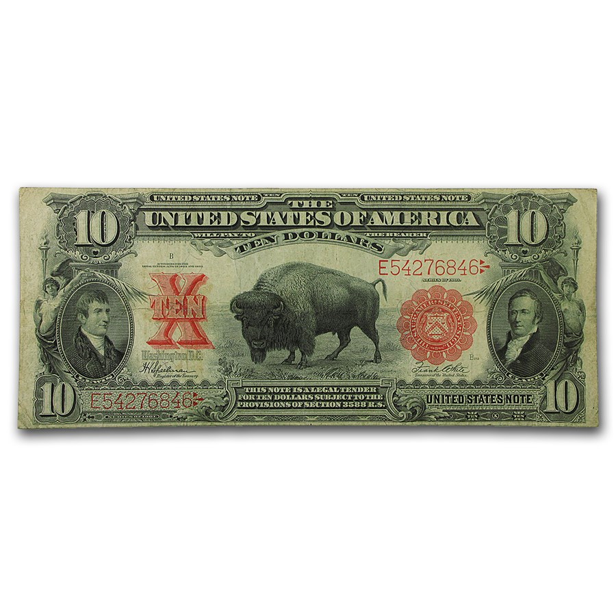1901 $10 U.S. Note Lewis & Clark/Bison VF (Fr#122)