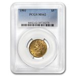 1901 $5 Liberty Gold Half Eagle MS-62 PCGS