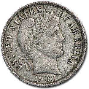 1901 Barber Dime XF