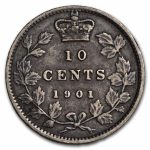 1901 Canada Silver 10 Cents Victoria XF