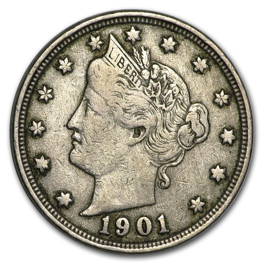 1901 Liberty Head V Nickel VF