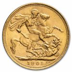 1901-S Australia Gold Sovereign Veil Head Victoria BU