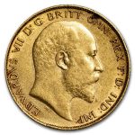 1902-1910 Great Britain Gold Half Sovereign Edward VII AU