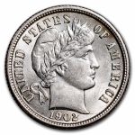 1902 Barber Dime BU