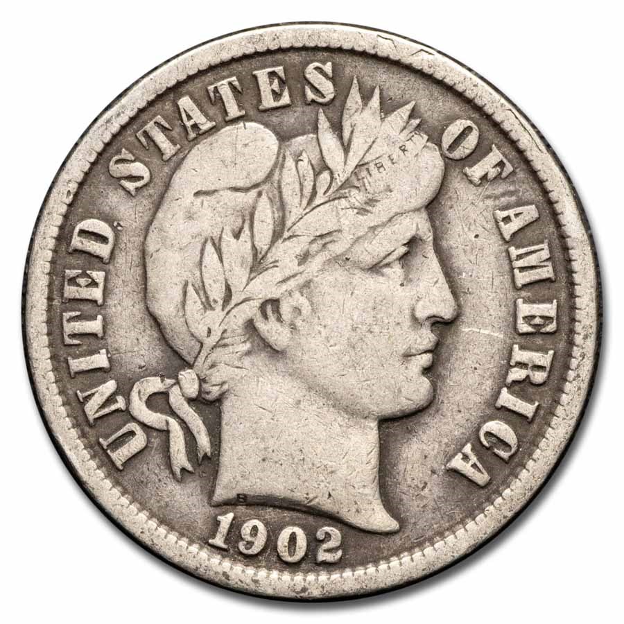 1902 Barber Dime Fine