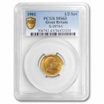 1902 Great Britain Gold Half Sovereign Edward VII MS-63 PCGS