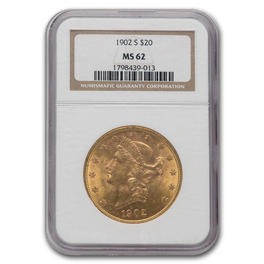1902-S $20 Liberty Gold Double Eagle MS-62 NGC