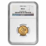 1903 $2.50 Liberty Gold Quarter Eagle MS-61 NGC