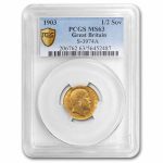 1903 Great Britain Gold Half Sovereign Edward VII MS-63 PCGS