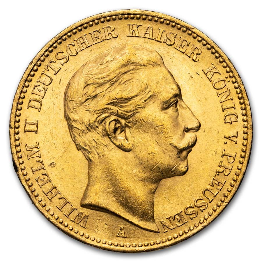 1904-A Germany Gold 20 Marks Prussia Wilhelm II BU