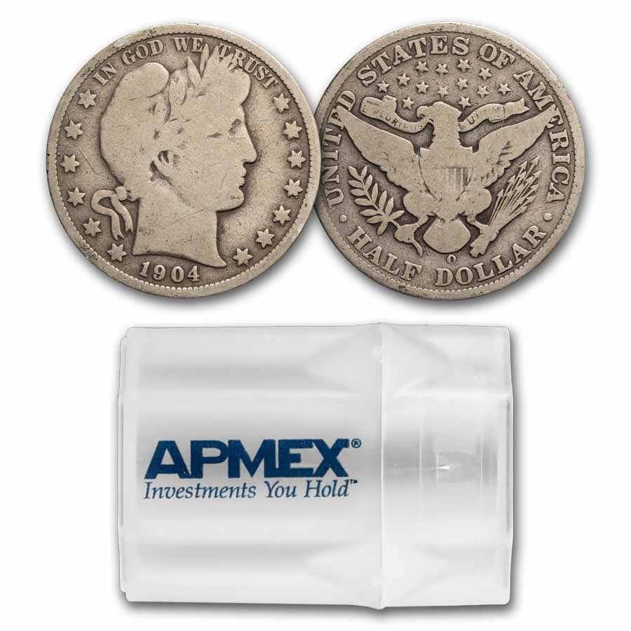 1904 Barber Half Dollar 20-Coin Roll Avg Circ
