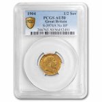1904 Great Britain Gold 1/2 Sovereign Edward AU-50 PCGS (No/BP)