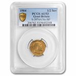 1904 Great Britain Gold 1/2 Sovereign Edward AU-53 PCGS (No/BP)