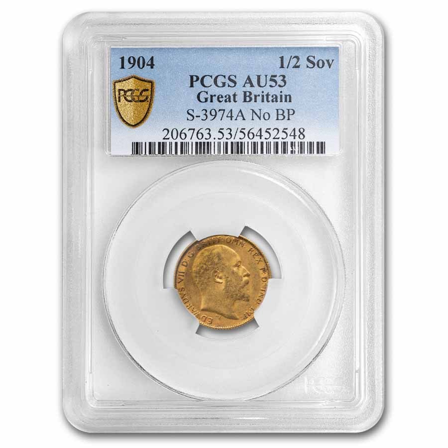 1904 Great Britain Gold 1/2 Sovereign Edward AU-53 PCGS (No/BP)