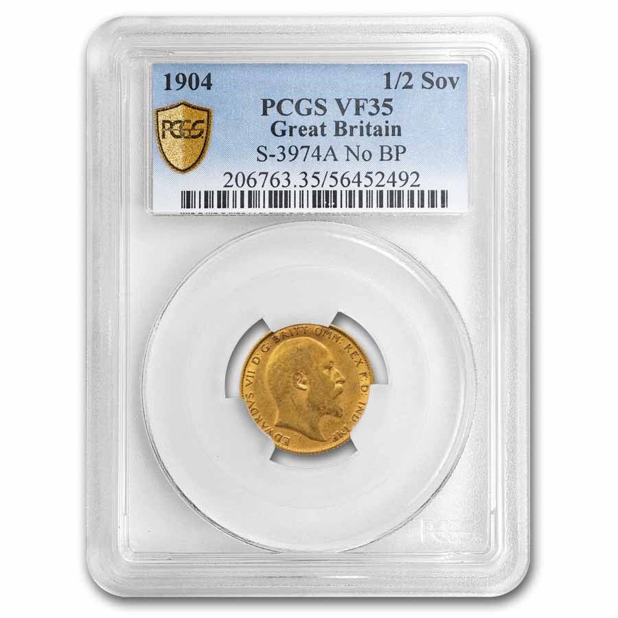 1904 Great Britain Gold 1/2 Sovereign Edward VF-35 PCGS (No/BP)