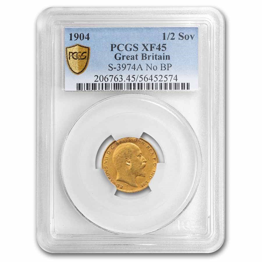 1904 Great Britain Gold 1/2 Sovereign Edward XF-45 PCGS (No/BP)