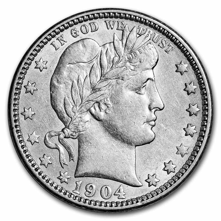 1904-O Barber Quarter AU