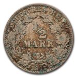 1905-1919 Germany Silver 1/2 Mark Avg Circ