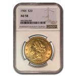 1906 $20 Liberty Gold Double Eagle AU-58 NGC