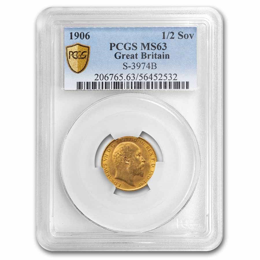 1906 Great Britain Gold Half Sovereign Edward VII MS-63 PCGS