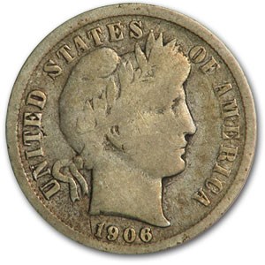 1906-O Barber Dime Good