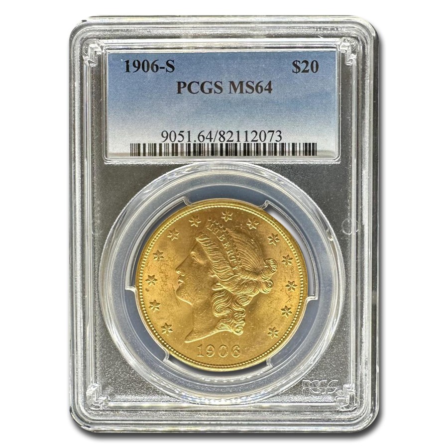 1906-S $20 Liberty Gold Double Eagle MS-64 PCGS