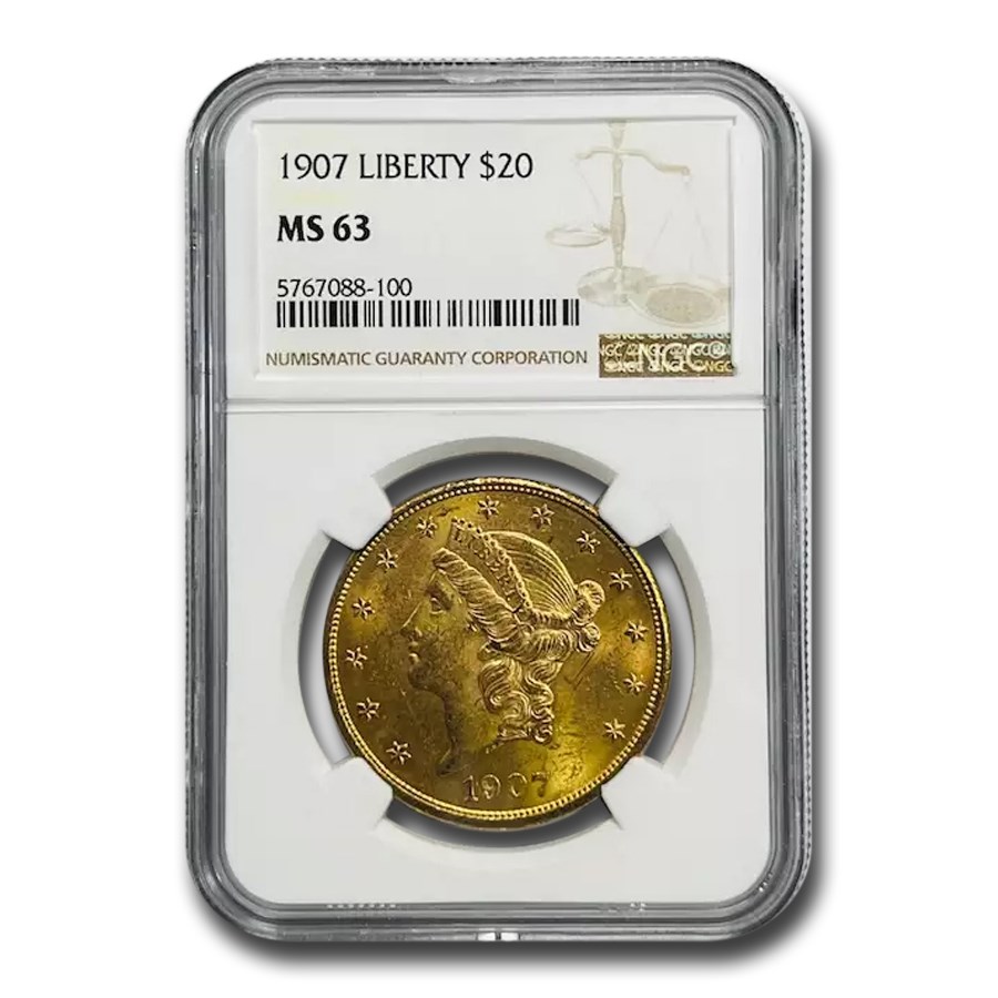 1907 $20 Liberty Gold Double Eagle MS-63 NGC