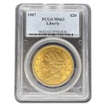 1907 $20 Liberty Gold Double Eagle MS-63 PCGS