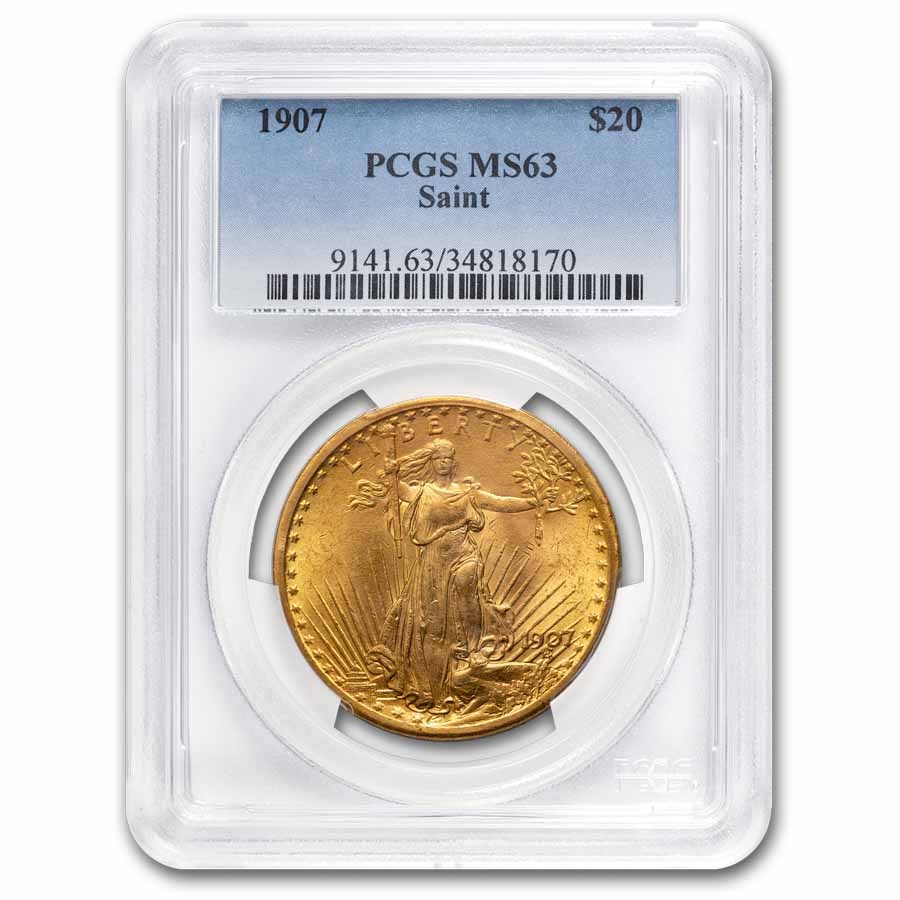 1907 $20 St Gaudens Gold Double Eagle MS-63 PCGS